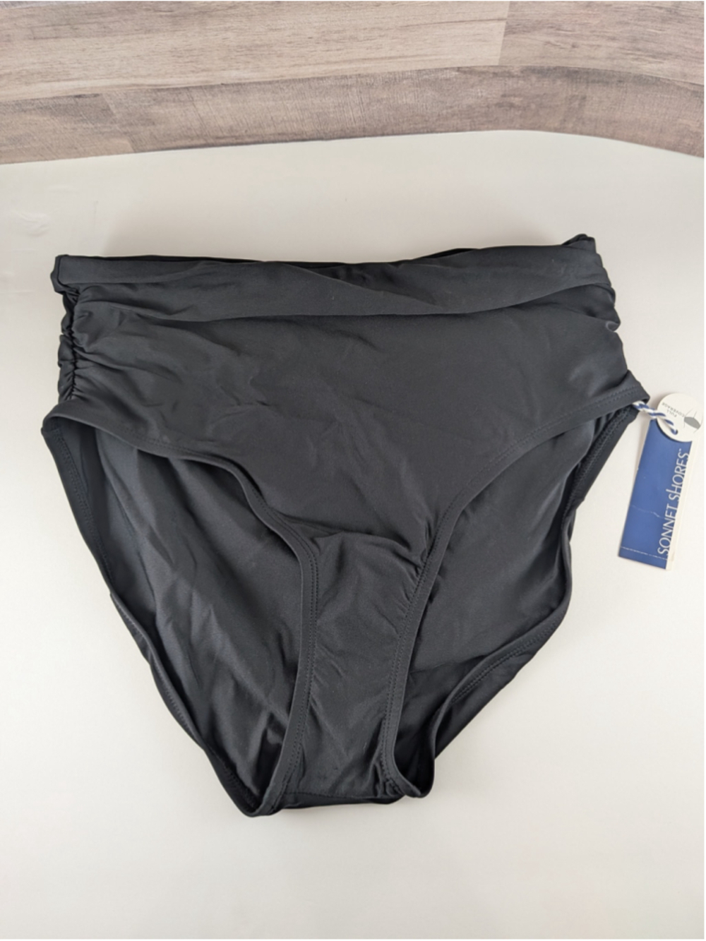SONNET SHORES Black High-Rise Bikini Bottoms Size 10